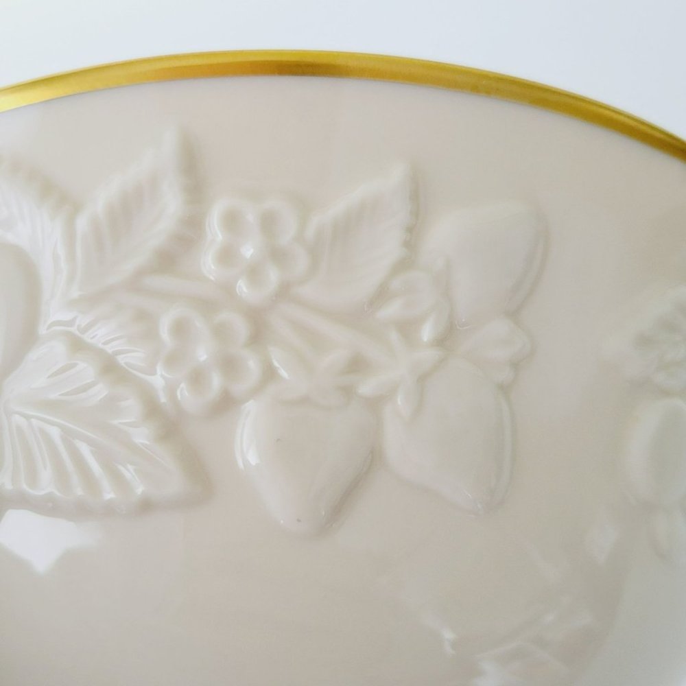 Lenox Fruits of Life Serving Bowl, Gold Trim Embossed Fruit Vintage USA Made - Picture 6 of 14